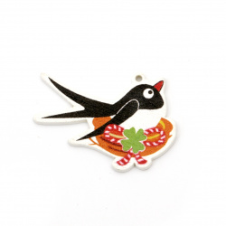Wooden pendant swallow 29x40x2 mm hole 2 mm - 10 pieces