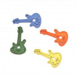 Colorful wooden pendants guitar 34x18x1 mm hole 0.5 mm MIX - 10 pieces