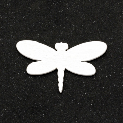 Wooden dragonfly for  decoration  24x42x2 mm type cabochon, color white - 5 pieces