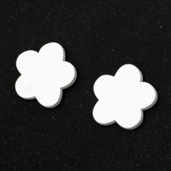 Wooden flower 24x24x2 mm cabochon type in white color - 10 pieces