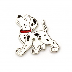 Wooden button in the shape of a dog, 28x30x2 mm, hole 1 mm, set of 10 pieces
