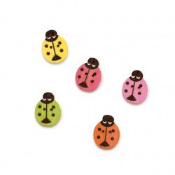 Ladybug wooden button 16x12x2 mm hole 2 mm mix - 10 pieces