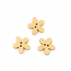 Flower shaped wooden button 13x3 mm hole 1 mm - 20 pieces