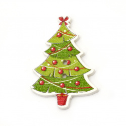 Копче дърво Коледа елха 35x25x2 мм дупка 1 мм -10 броя