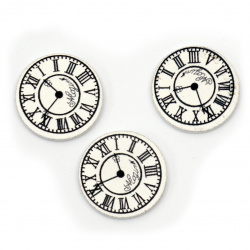 Ρολόι ξύλινο διακοσμητικό με αυτοκόλλητο25x3 mm τύπου καμπουσόν λευκό -10 τεμάχια