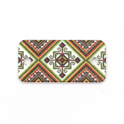 Rectangular Connecting Tile with EMBROIDERY / 30x15x2 mm,  Holes: 2.5 mm - 10 pieces
