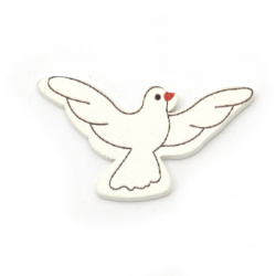 Wooden Figure pigeon 40x22x2.5 mm type cabochon - 10 pieces