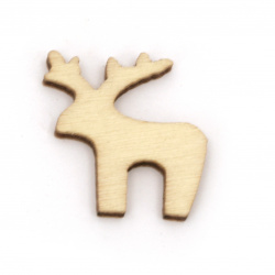 Wooden Figurine for Christmas Decoration / Deer, 21x20x2.5 mm,  -10 pieces