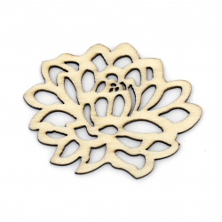Wooden Figurine flower 67x53x3 mm color wood - 5 pieces