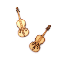 Wood Figurine violin 35x12.5x2 mm color wood - 10 pieces