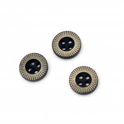 Button wood circle 15x4 mm hole 1.5 mm black -10 pieces