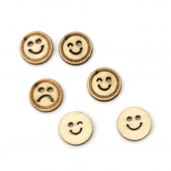 Wooden figurine smile   12.5~13x2~3 mm type cabochon color natural wood -10 pieces