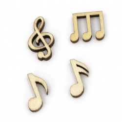 Wooden notes type cabochon 12.5~19x10~15x3.5 mm assorted shapes and sizes natural wood color -10 pieces