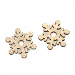 Wooden snowflakes 25.5x23x2 mm color natural wood -10 pieces