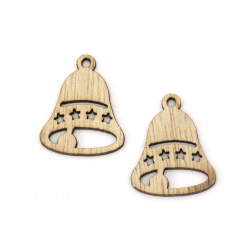 Wooden bell pendant 30x25x2 mm hole 2.5 mm color wood -10 pieces