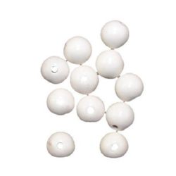 Acrylic round solid beads for jewelry making 12x11 mm hole 2 mm white - 50 grams ~ 50 pieces