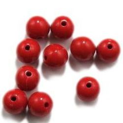 Acrylic round solid beads for jewelry making 12x11 mm hole 2 mm red - 50 grams ~ 50 pieces
