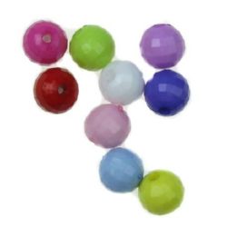 Faceted Ball-shaped Plastic Beads, 8 mm, Hole: 1.7 mm, MIX - 50 grams ~170 pieces