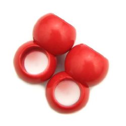 Acrylic cylinder solid beads for jewelry making 20x15 mm hole 12 mm red - 50 grams