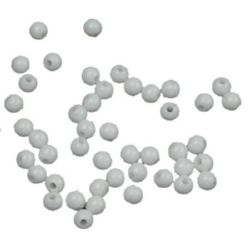 Acrylic round solid beads for jewelry making 4 mm hole 1 mm white - 20 grams ~ 580 pieces  XXX