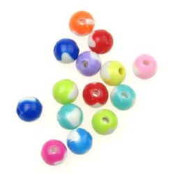 Two-color bead ball with heart 8 mm hole 2 mm MIX - 20 grams ~70 pieces