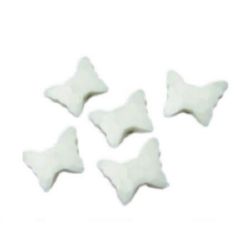 Solid Plastic Butterfly Bead for Jewelry Accessories, 15x13x6 mm, Hole: 1 mm, White -50 grams ~ 90 pieces