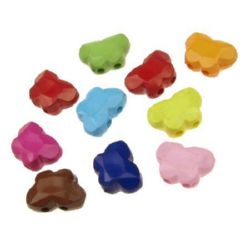 Acrylic butterfly solid beads for jewelry making 14x10x6 mm two holes, colored - 50 grams
