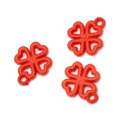 Acrylic clover pendant solid for jewelry making 25x21x4 mm hole 3 mm red - 50 grams ~ 45 pieces