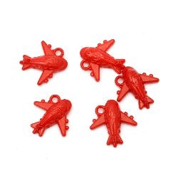Acrylic plane pendant solid for jewelry making 25x25x7.5 mm hole 2.5 mm red - 50 grams ~ 40 pieces