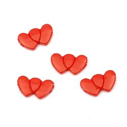 Acrylic hearts solid beads for jewelry making 30x17x6 mm two holes x 2.5 mm red - 50 grams ~ 25 pieces