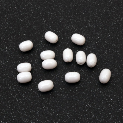 Solid Oval Plastic Bead, 10x7.5 mm, Hole: 1.5 mm, White - 20 grams ~50 pieces