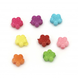 Solid Plastic Flower Bead, 10x5.5 mm, Hole: 3 mm, MIX -20 grams ~ 60 pieces