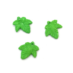 Solid Leaf Pendant, 19x20x3.5 mm, 1 mm hole, green - 20 grams ~59 pieces
