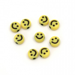 Мънисто паричка усмивка 7x4 мм дупка 1.5 мм цвят жълт -20 грама ~150 броя