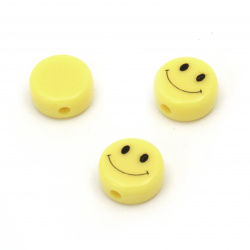 Мънисто паричка усмивка 10x5 мм дупка 2 мм цвят жълт -20 грама ~50 броя