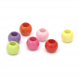 Acrylic round solid bead for jewelry making 16x13 mm hole 8 mm mix - 50 grams ~ 30 pieces