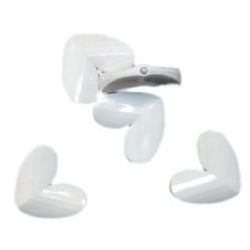 Acrylic heart solid bead for jewelry making 26.5x33.5x8.5 mm hole 2 mm solid white - 50 g. ~ 11 pieces