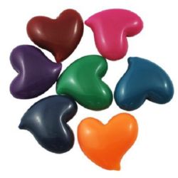 Colorful Solid Plastic Heart Bead,15x16x6 mm, Hole: 1.5 mm, MIX -50 grams ~ 60 pieces