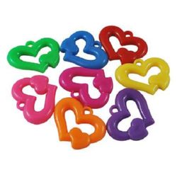 Acrylic heart pendant solid for jewelry making 24x31x6 mm hole 3 mm color - 28 pieces
