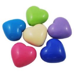 Acrylic heart solid bead for jewelry making 29x27x16 mm hole 3 mm color - 50 g. ~7  pieces