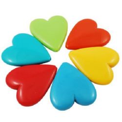 Acrylic heart solid bead for jewelry making  46x40x10 mm hole 2 mm color - 50 g. ~5 pieces