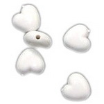 Acrylic heart solid bead for jewelry making 10x11x6.5 mm hole 1 mm white - 50 grams ~ 120 pieces