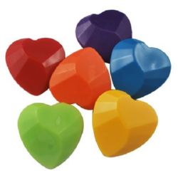 Acrylic heart solid bead for jewelry making, polyhedron 30x30x11 mm hole 2 mm colored - 50 g. ~ 8 pieces