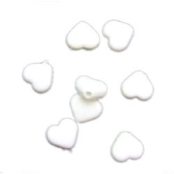 Acrylic heart solid bead for jewelry making 8x8x4 mm hole 1 mm color white - 50 grams ~ 220 pieces