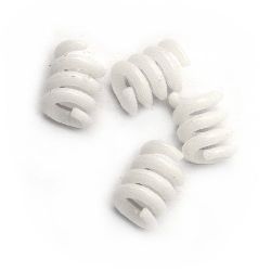 Acrylic spiral solid bead for jewelry making 18x12 mm hole 7 mm white - 50 grams ~ 65 pieces