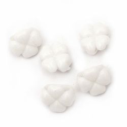 Acrylic clover solid bead for jewelry making  14x9 mm hole 11 mm white - 50 grams ~ 75 pieces