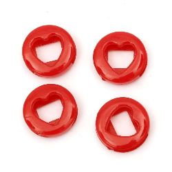 Acrylic round heart solid bead for jewelry making 18x5.5 mm hole 12 mm red - 50 grams ~ 75 pieces