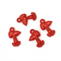 Plastic Solid Pendant / Dog, 23x14x5 mm, Hole: 2 mm, Red -50 grams ~ 110 pieces