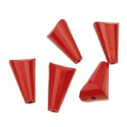 Faceted Plastic Cone Bead, 18x9x4 mm, Red -50 grams
