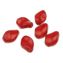Beads dense, 15x11 mm, twisted red - 50 grams ~ 80 pieces